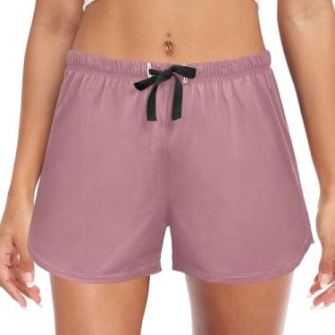 Imagem de CHIFIGNO Shorts de pijama feminino com bolsos e shorts de pijama confortáveis, P-2GG, Ouro rosa, XXG
