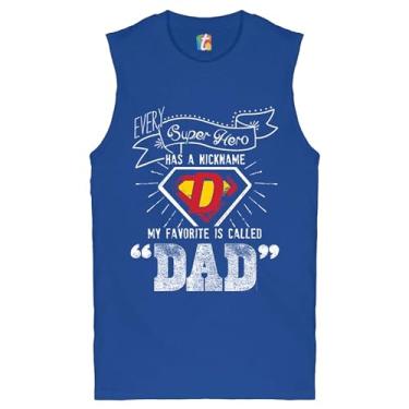 Imagem de Tee Hunt Camiseta masculina Every Super Hero Has a Nickname Muscle Best Dad Ever Father's Day, Azul, GG