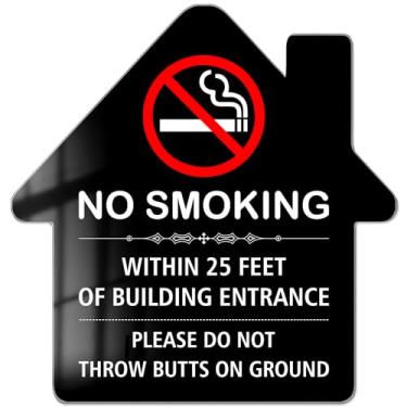 Imagem de Sinais de proibição de fumar para casa, placas de não fumar para negócios, placas de acrílico autoadesivas Airbnb 14,5 cm x 15,2 cm - PZC043