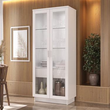 Imagem de Cristaleira 2 Portas 1 Gaveta com LED 8600 Branco