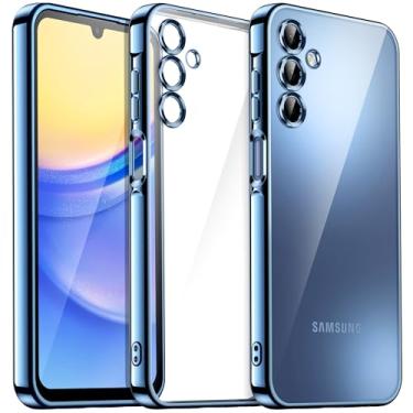 Imagem de JETech Capa Claro Macia para Samsung Galaxy A15 5G / 4G 6,5 Polegadas, Case Proteção Total da Lente da Câmera, Capinha de Telefone TPU Galvanizada à Prova de Choque (Azul)