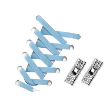Imagem de Cadarços De Diamante Cross Locks Sem Cadarços Cadarços Elásticos Tênis Crianças Adulto Sem Cadarços Cadarços De Sapato Acessórios De Cadarço Plano(Sky blue)
