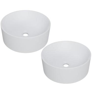 Imagem de Kit 02 Cubas de Apoio Redonda Para Banheiro Lavabo C01 BL34W Branca Matte Fosca - Lyam