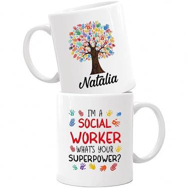 Imagem de Caneca I'm A Social Worker, presentes personalizados para o melhor assistente social, copos de agradecimento de assistente social, nome personalizado, caneca de café de assistente social, presente