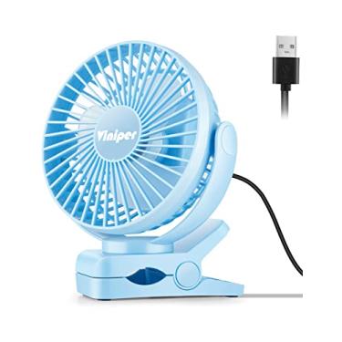 Imagem de Viniper Ventilador de Mesa Pequeno Portátil com Clip USB de 6 Polegadas, Rotação de 360°, 3 Velocidades, Silencioso e Poderoso para Casa e Escritório - Azul Claro