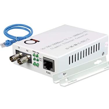 Imagem de Conversor de mídia multimodo ST Gigabit Fiber - Módulo de fibra ST integrado 550 m (0,34 milhas) 850 nm - para UTP Cat5e 10/100/1000 RJ-45 - Gigabit de detecção automática ou Ethernet rápida - Moldura