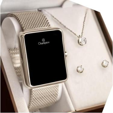 Imagem de Relógio Feminino Champion Digital Quadrado Dourado Rose Prata Preto, P