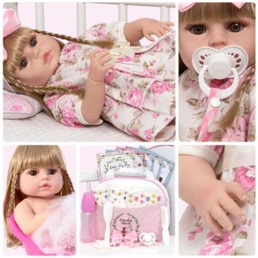 Imagem de Bebe Reborn Realista Menina Loira Enxoval Completo Com Bolsa - Cegonha
