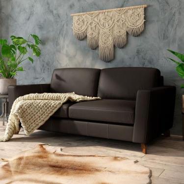 Imagem de Sofá Sala de Estar Living 4 Lugares 280cm Presley Pés Madeira Couro Ma
