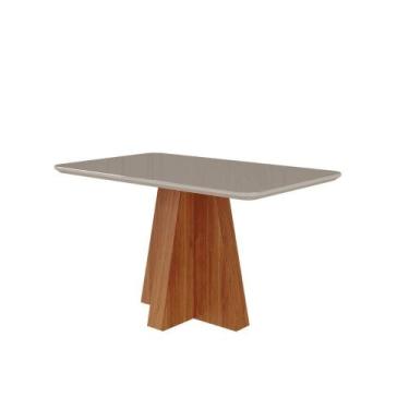 Imagem de Mesa De Jantar Retangular 130X80Cm Tampo Mdf/Vidro Maite Cimol Cinamom