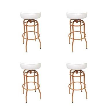 Imagem de Kit 4 Banquetas Altura 65cm Bar Giratória cor Cobre assento branco - P