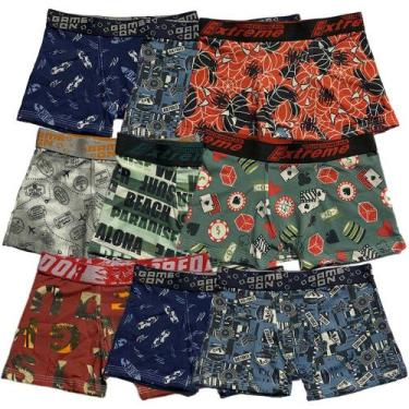 Imagem de Kit 9 Cuecas Boxer Infantil Fristyle Em Microfibra Estampada, GG