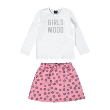 Imagem de Conjunto Blusa e Saia Infantil Menina Guloseima, Branco, 1