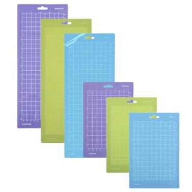 Imagem de THANMAO 11,4 cm x 30,5 cm + 11,4 cm x 16,5 pol. Tapete de corte, aderência luz azul/aderência padrão verde/aderência forte roxa, tapetes de corte adesivos, acessórios para Cricut Joy (pacote com 6)