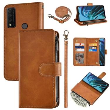 Imagem de Furiet Capa carteira para TCL 30XE/30V/4X/20AX/20A/20R/Bremen 5G com alça de pulso e alça de ombro flip de couro elegante 6+ porta-cartões capa fina para telefone TLC T601DL 30 XE XE5G V 20 AX R A