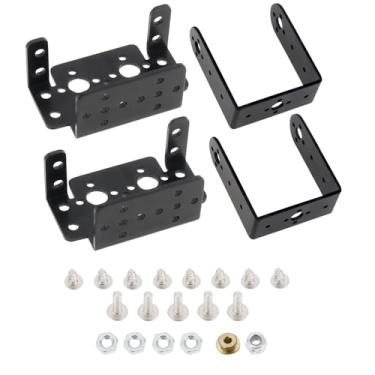 Imagem de DiGiYes 2 Sets Pan Tilt Servo Mount Bracket Aluminum Alloy for MG995 MG996R S3003 / U-Shaped L-Shaped Steering Gear Robot Car Boat