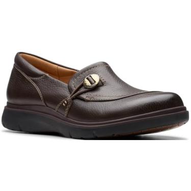 Imagem de Clarks Tênis feminino Certina Ease Slip-On, Couro marrom escuro, 9 Wide