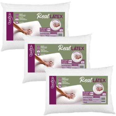 Imagem de Kit 3 Travesseiros Real Látex 50x70cm Antiácaros Lavável - Duoflex
