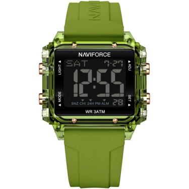 Imagem de Relógio Esportivo Feminino Quadrado Digital Pulseira De Silicone Verde Musgo