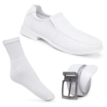 Imagem de Kit Sapato Masculino Com Meia & Cinto Branco Área Da Saúde - Novo Hábi