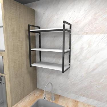 Imagem de Prateleira industrial cozinha aço cor preto 60x30x68cm (C)x(L)x(A) cor