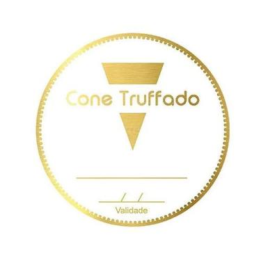 Imagem de Adesivo "Cone Trufado com Validade" - Ref.2004 - Hot Stamping - Dourad
