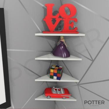 Imagem de Prateleiras kit 4 peças de MDF Branca Preta Cozinha Sala Quarto Decora