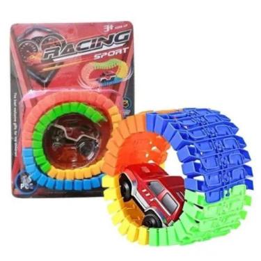 Imagem de Carrinho de brinquedo Pista Trilho Mágica Maluca Monte 56 Peças - REIS