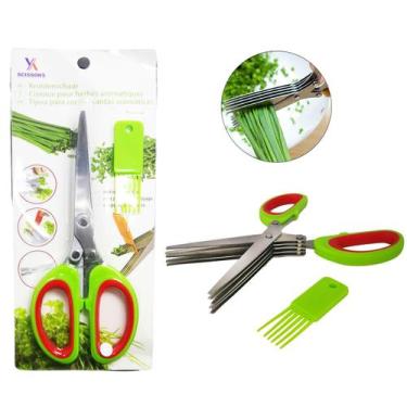 Imagem de Tesoura de Cozinha Inox 5 Lâminas  cortar legumes verduras - Dy Multi 