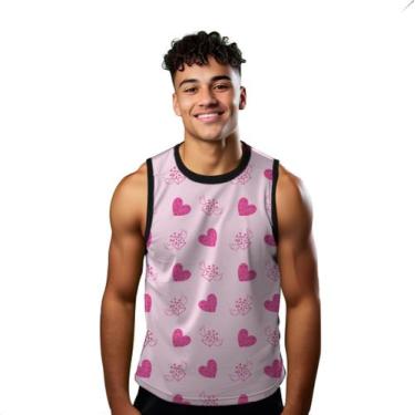 Imagem de Camiseta Regata Verão Estilo Moda Praia Coração Cartinha Amor Rosa 134