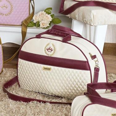 Imagem de Bolsa Maternidade Puppi Coroa Palha e Bordô G - Talismã