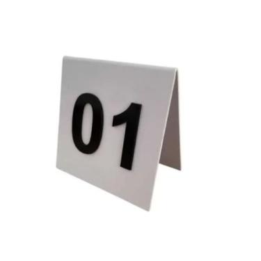 Imagem de Display Pequeno Placa Numerador Mesa Bar Branco Alto Relevo 65pçs - AG