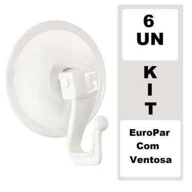 Imagem de Kit 6 Porta Toalha Cabide com Ventosa Gancho Plástico - Euro Par