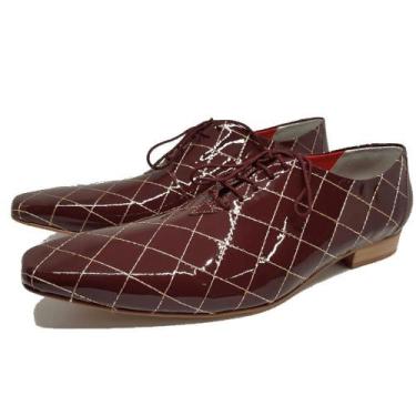 Imagem de Sapato Masculino Italiano Em Couro Social Bordo Bordado Ref: D206 - AR