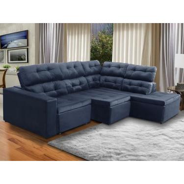 Imagem de Sofá de Canto Chaise D 293 x 220 Cm Retrátil Reclinável Mola Bonnel Pr