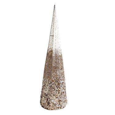 Imagem de Árvore Cone Cotton Aramado Luxo Decorado Mescla Dourado e Champanhe 50cm - Magizi