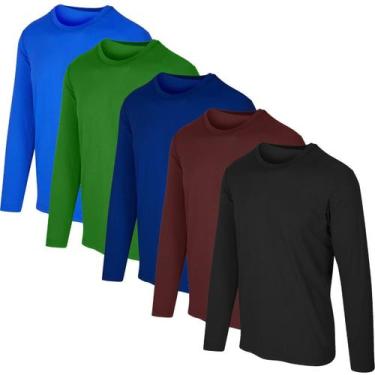 Imagem de Kit com 5 Camisetas Masculinas UV Proteção Solar UV50+ Slim Fitness, M