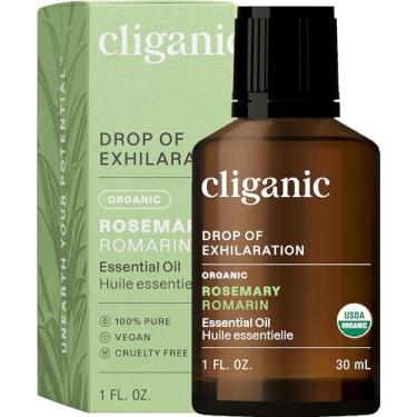 Imagem de Cliganic Óleo Essencial de Alecrim Orgânico, 30 ml - 100% Puro para Difusor e Aromaterapia - Ingrediente Único, Sem Aditivos Sintéticos