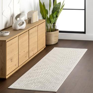 Imagem de nuLOOM Zinnia Tapete de corredor geométrico de 6 cm x 20 cm para sala de estar, pátio, deck, varanda, entrada, corredor, cozinha, creme Zinnia