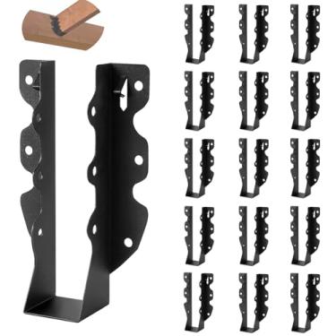 Imagem de 2 x 8 cabides de viga, 16 peças de laços de furacão para suportes de amarração, suportes de viga de revestimento em pó preto para vigas de teto e deck de chão