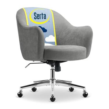 Imagem de Serta Mia Cadeira de escritório moderna, design de barril de encosto baixo, almofada de assento de bobina de bolso, poltrona com detalhes de meados do século, cadeira de maquiagem ou penteadeira