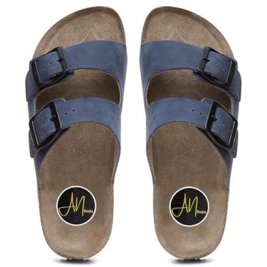 Imagem de Chinelo Feminino Estilo Birken Ortopédica Sandália de Conforto em Couro (Azul, BR, Adulto, Numérico, 39)