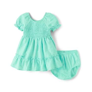 Imagem de The Children's Place Vestidos elegantes de manga curta para bebês meninas e crianças pequenas, Chá de menta, 3-6 Meses