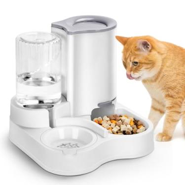 Imagem de Alimentador e dispensador de água para animais de estimação 2 em 1, dispensador automático de comida e água para gatos, alimentador de animais de estimação por gravidade para cães pequenos, médios e
