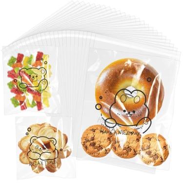 Imagem de 100 sacos de biscoito de 16 x 19 cm, sacos de celofane autovedantes fofos, ursinhos, sacos transparentes, embalagens de plástico para biscoitos, doces, presentes, chocolates, sacolas pequenas para