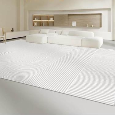 Imagem de Carpete estilo creme, confortável, macio, para sala de estar, listras artísticas, tapetes para quarto, minimalista, luxuoso, para vestiário, YHT071, C, 300x400CM