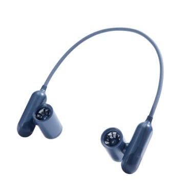 Imagem de Ioensy Pescoço pendurado ventilador sem folhas rotatable prático baixo ruído wearable ventilador pessoal portátil para ciclismo indoor caminhadas acampamento, Azul