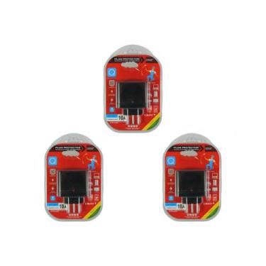 Imagem de Kit C/3 - Protetor De Surto Plug 2P+T 10A Qualitronix Pre... - RCD