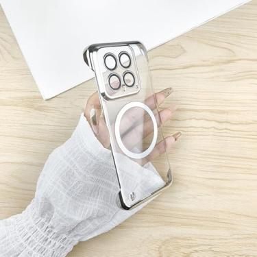 Imagem de Capa de celular magnética transparente sem moldura revestida para Xiaomi Mi 14 13 12S Ultra 12 Pro 12X 14U 14P Proteção de câmera, prata, para Xiaomi 12 Pro