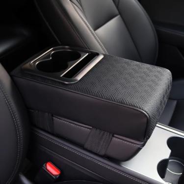 Imagem de Capa de console central de apoio de braço de carro atualizada com suporte de copo – apoio de braço do banco traseiro com design antiderrapante e resistente a arranhões, ideal para viagens em família,